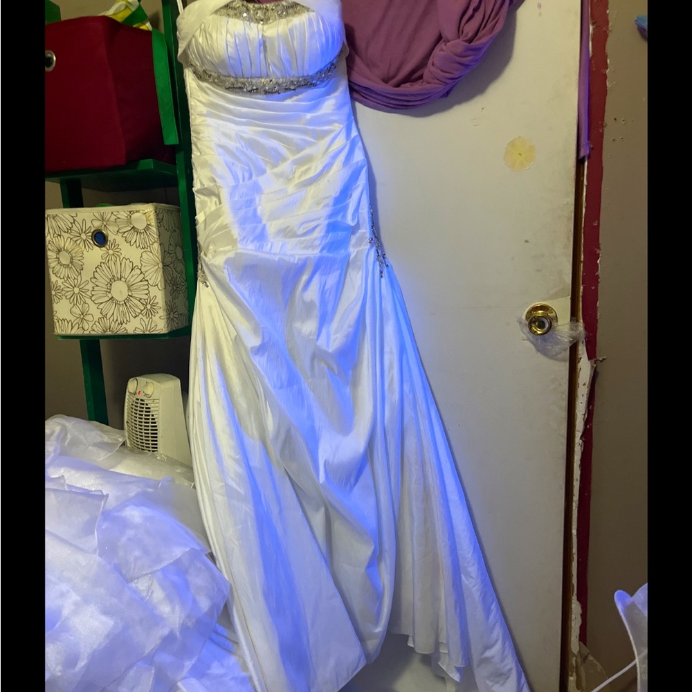 Elegant White Gown with Silver Accents